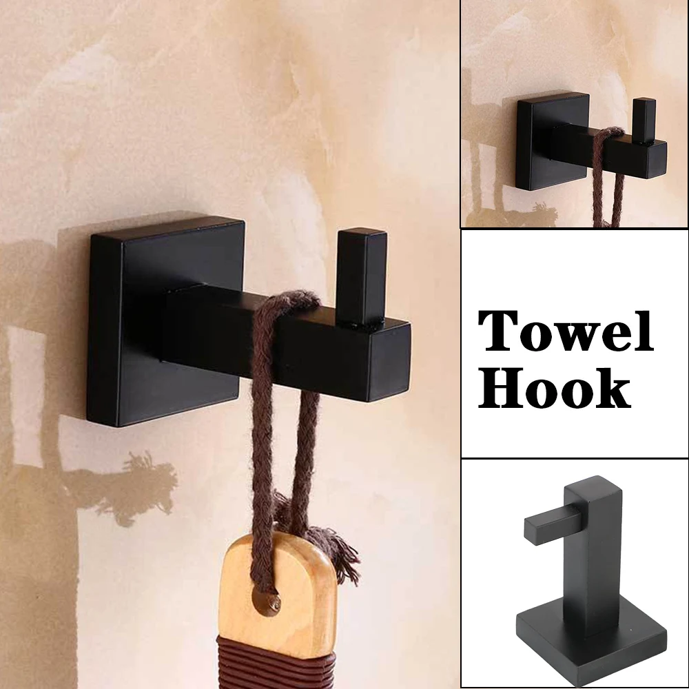Description Picture 5 of itemWall Mounted Clothes Hat Towel Hanger Single Robe Hook Black Painted Stainless Steel Kitchen Hooks