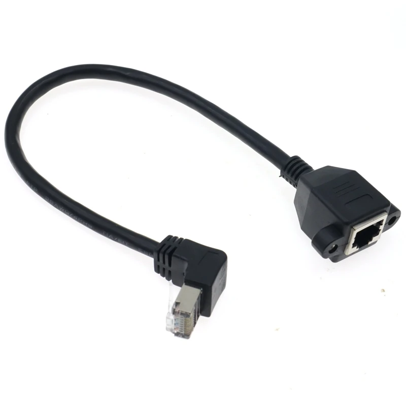 90 Degree RJ45 Male to Female Panel Extension Cable for Ethernet LAN Gigabit Network - CAT5 CAT6 with Screw Hole Description Image.This Product Can Be Found With The Tag Names Computer Cables Connecting, Computer Peripherals, Panel, PC Hardware Cables Adapters