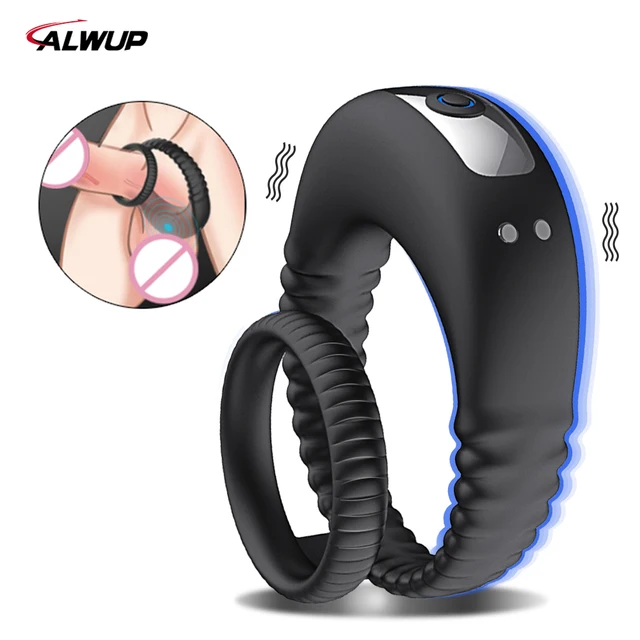 Men's Couple Rings Vibrator Delay Ejaculation Vibrating Penis Cock Ring Sex Toys for Male Cockring Sexitoys for Man Adults 18 2