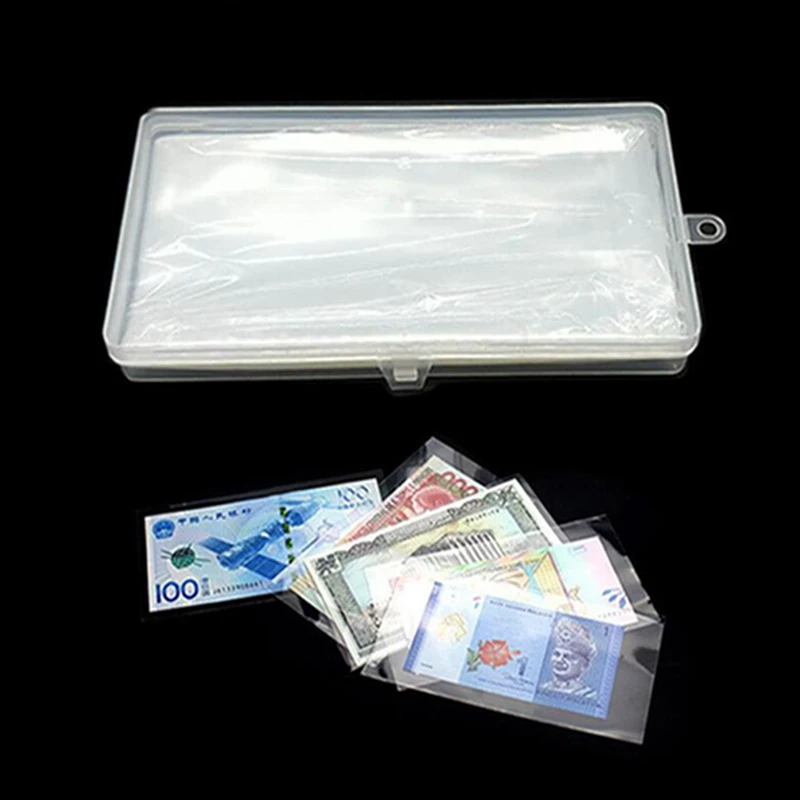 

Money Page Paper Currency Coin Album Coin Money Holder Transparent PP Banknotes With Box 100PCS/set