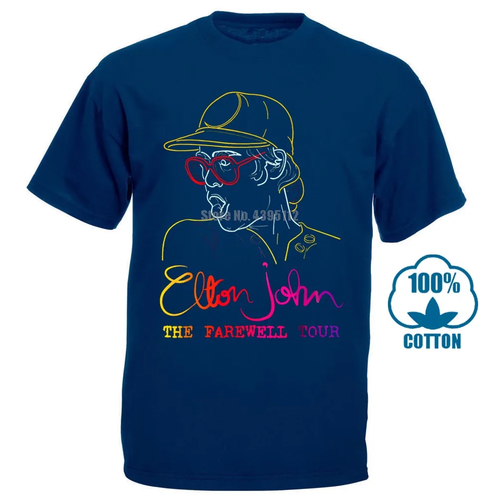 Elton John The forewell Tour Fans футболка черного цвета Размеры S 3Xl - Цвет: Тёмно-синий