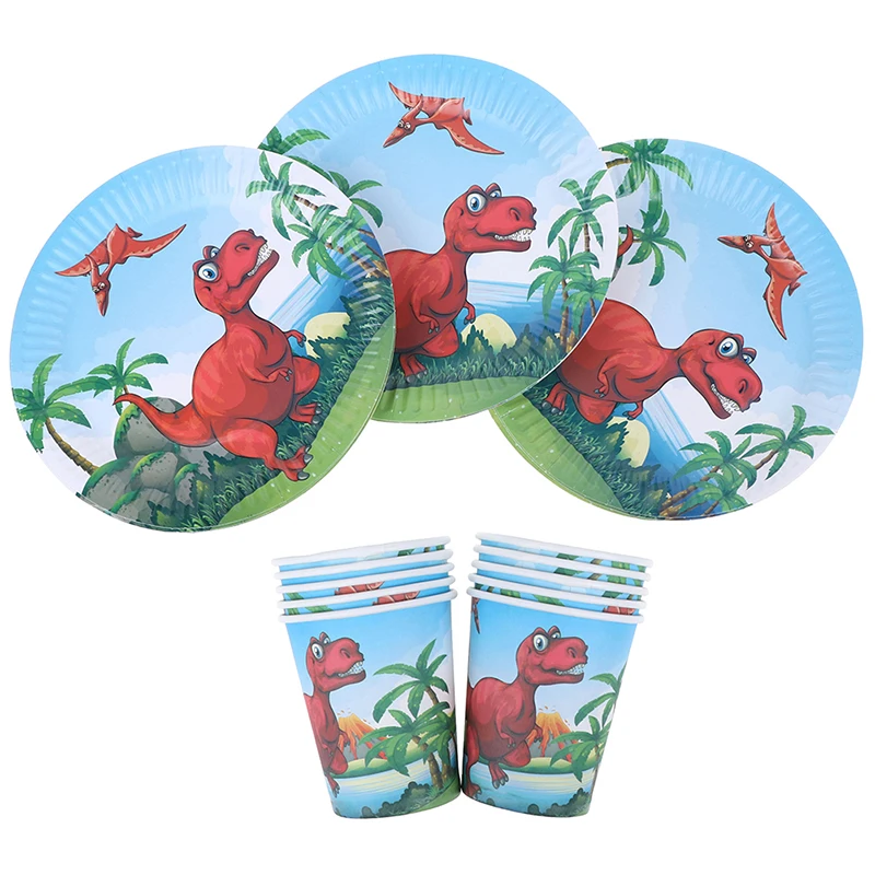10pcs Dinosaur Paper Plates / Cups Wedding Decorations Party Supplies Tableware Baby Shower Birthday Party For Kids