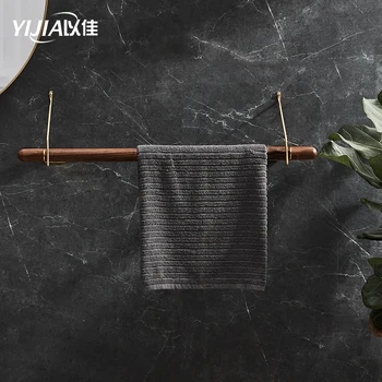 

Wall-mounted solid wood coat rack hanging rod bedroom clothes shelf bathroom towel bar single pole