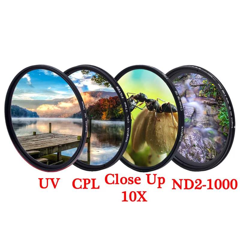 Фильтр объектива KnightX MCUV UV CPL ND Star line ND2 ND1000 с переменным поляризатором Цветной