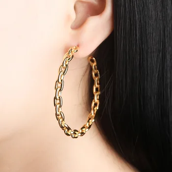 

Fashion Big Round Stud Earrings Gold Black color Large Circle Earring Women Charming Jewelry Gift Plated Punk Statement Earrings