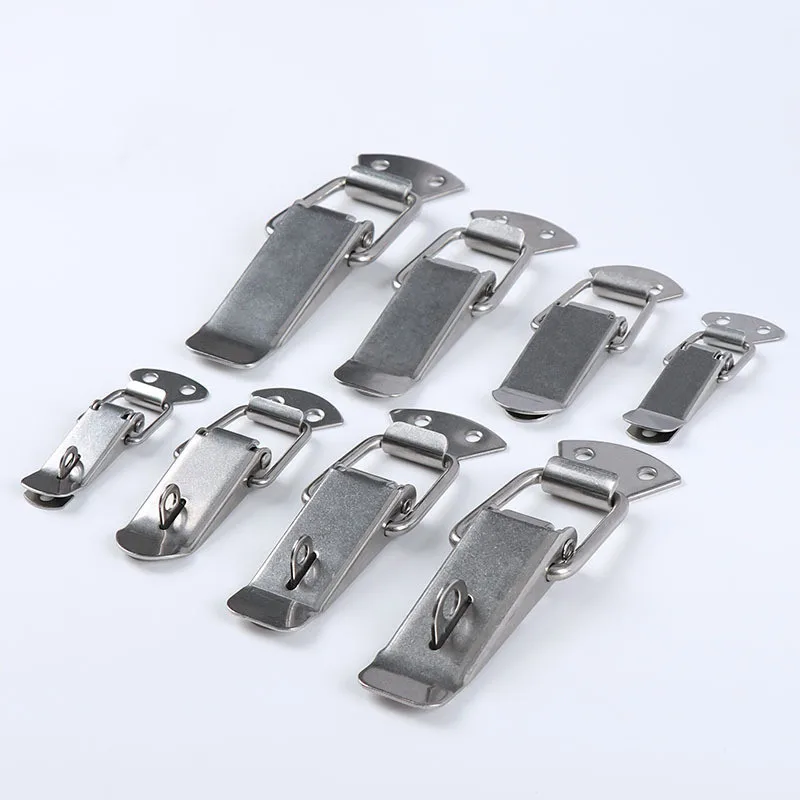 

1-6PC Cabinet Box Locks Spring Loaded Latch Catch Toggle steel Hasps For Wooden case Sliding Door Window Furniture Hardware