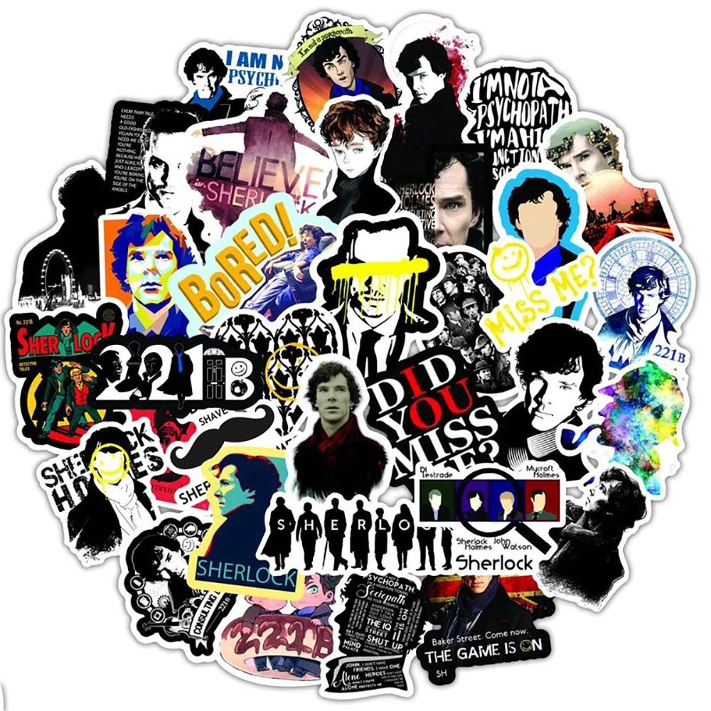 

Водонепроницаемые стикеры Sherlock для ТВ-шоу, велосипеда, скейтборда, гитары, ноутбука, чемодана, классические детские игрушки, 10/30/50 шт.
