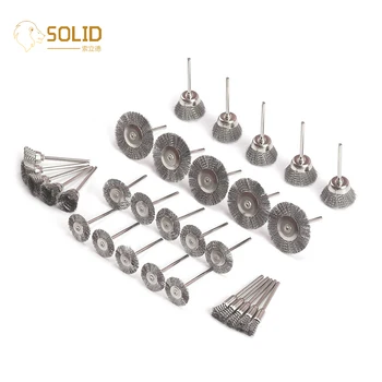 

30Pcs Stainless Steel Wire Brush Set Polishing Grinding Wheels with 1/8" Shank Rotary Tool for Sanding,Deburring High Quality