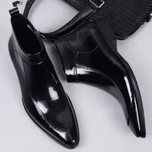 2019 Fashion Men Chelsea Boots Genuine Leather Rome Style Man Ankle Boots Zipper Male Dress Shoes Brand Booties