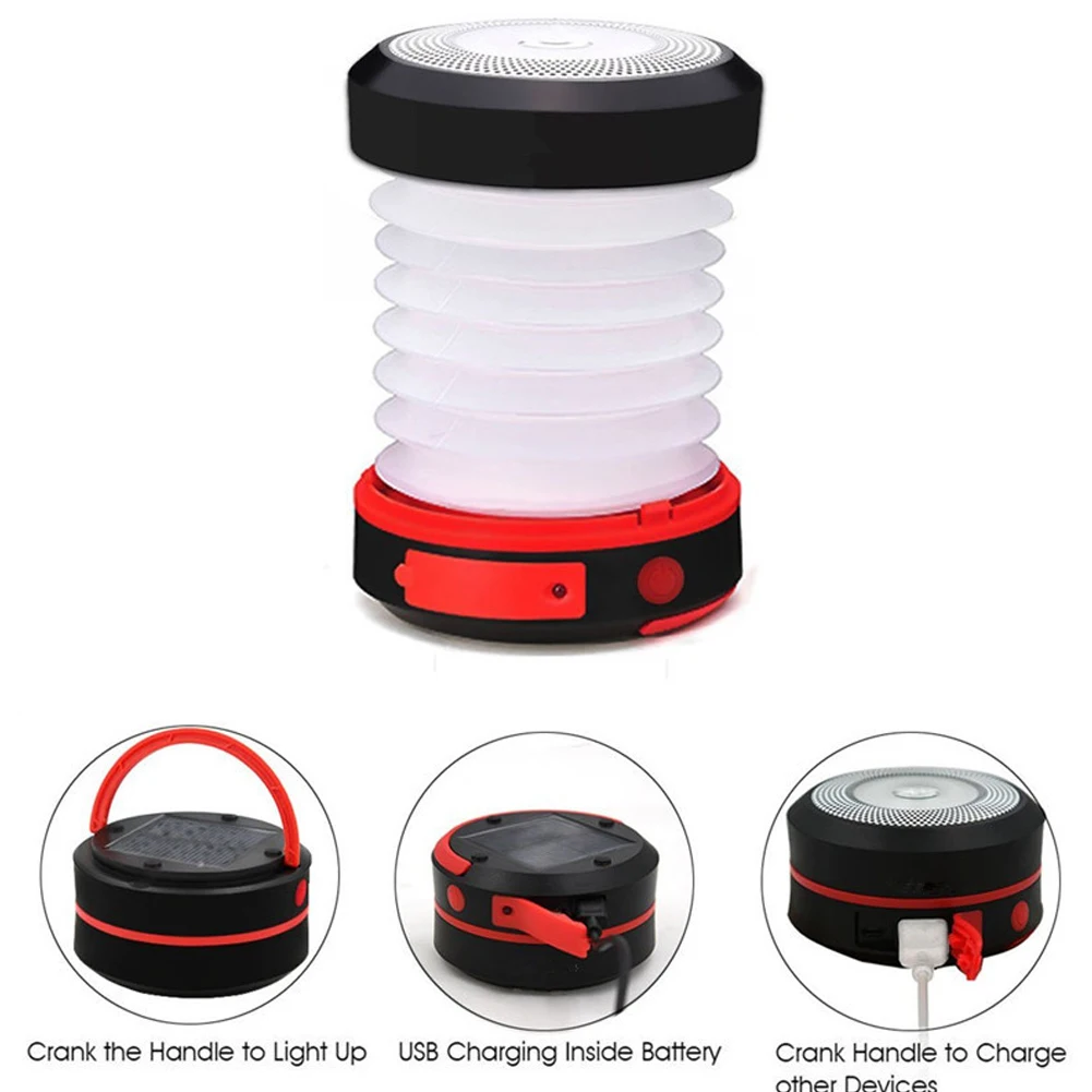 Led Super Bright Retractable Mobile Charger Outdoor Solar Powered Lantern USB Portable Hiking