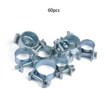 

60 Pcs Hose Clamp Double Ears Clamp Worm Drive Fuel Water Hose Clamps Clips Hose Fuel Clamps 8 Sizes