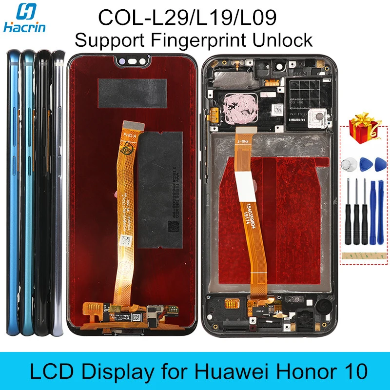 Дисплей для Huawei Honor 10 ЖК-дисплей с рамкой разблокировки домашним распознаванием