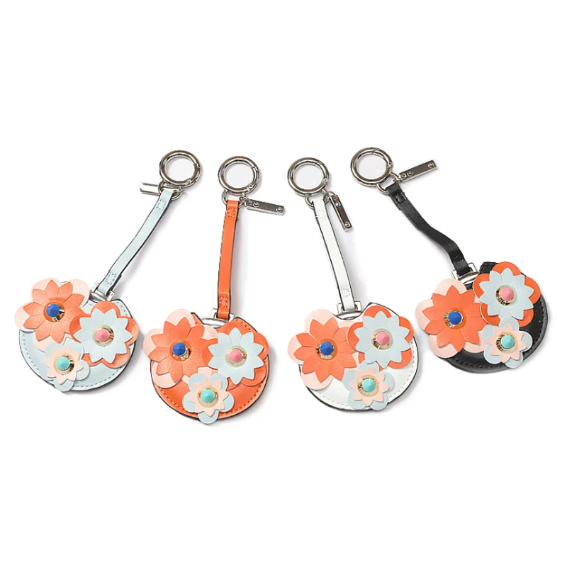 Three-Dimensional Flower Makeup Mirror Vanity Mirror Round MakeupMirror Mobile Phone Key Jewelry Pendant Cosmetic Mirror - Цвет: Random delivery