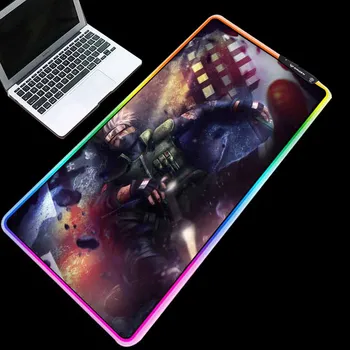 

ZSUXTC RGB Mouse Pad Cold Light LED Discoloration USB Charging Japanese Anime Naruto Kakashi Computer Keyboard Desk Mat