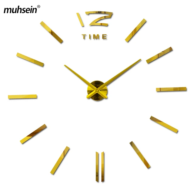 Muhsein Mute Wall Clocks Fashion Home Decor Clock 3D DIY Big Watches Acrylic Mirror Wall Sticker Clock For Liveing Room Office 