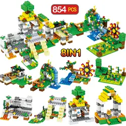 854 шт. мое мировое Строительство Блоки Minecrafted ферма город фигурки кирпичи 8 в 1 Education Дети Рождественский подарок игрушки