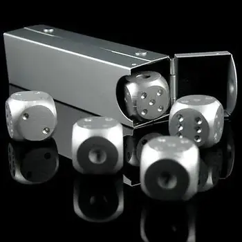 

5pcs Aluminum Dice Whiskey Dice Stones Ice Cubes Bucket Reusable Chilling Stones For Whiskey Portable Entertainment Props
