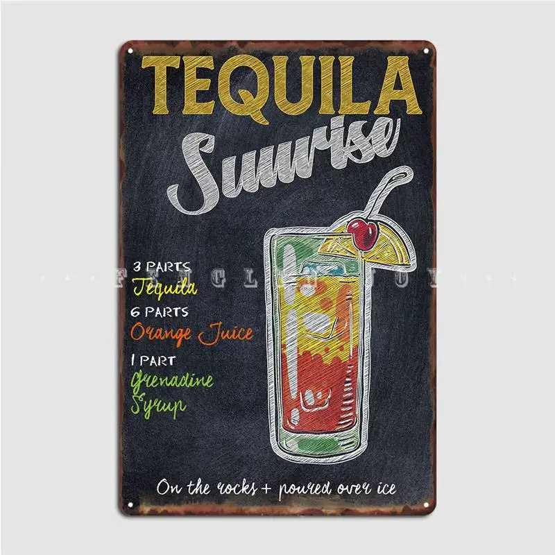 Металлический плакат с изображением восхода солнца для коктейлей, винтажный Настенный декор, оловянный плакат