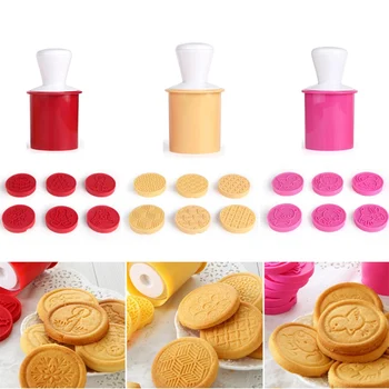 

6Pcs DIY Silicone Cookie Stamp Cutter Molds With 6 Patterns Christmas Mold Set