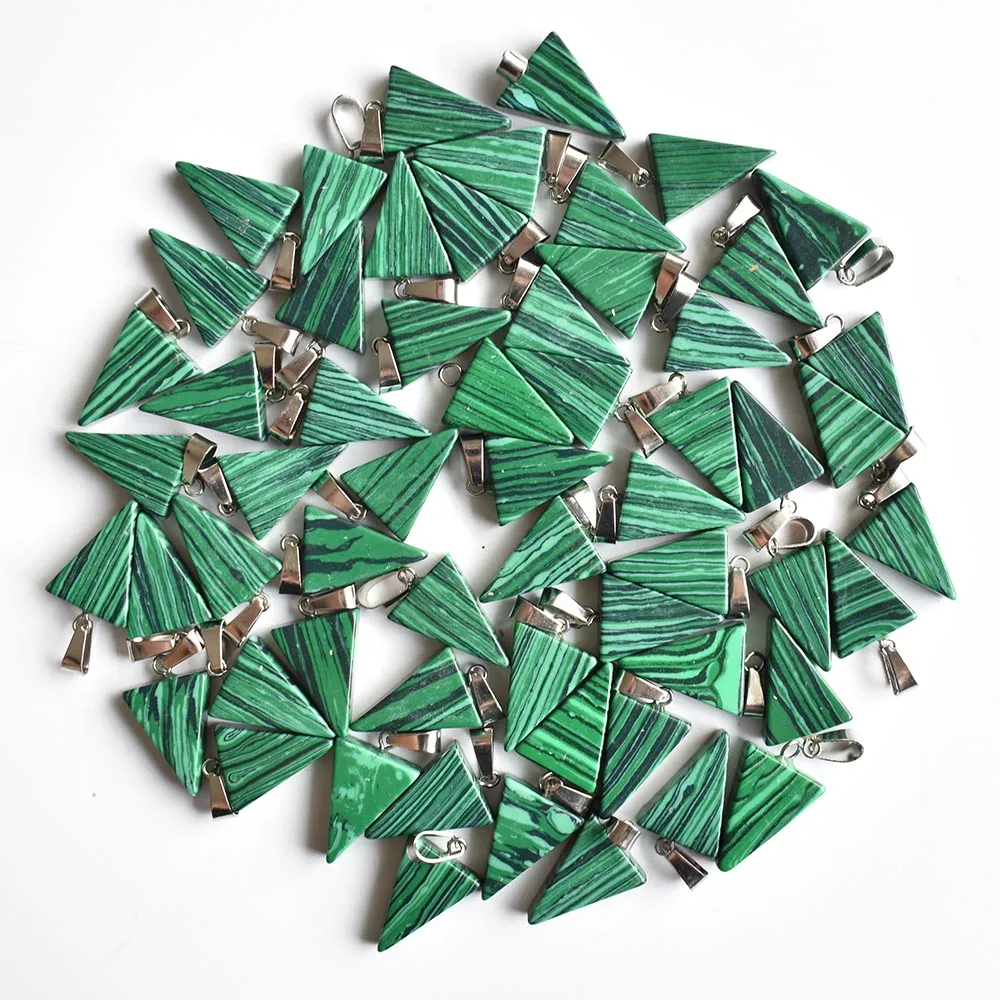 

Fashion best selling good quality Malachite stone triangle charms pendants fit necklace making 50pcs/lot Wholesale free