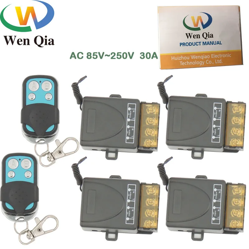 433MHz Wireless Universal Remote Control AC220V 30A 6600W 1CH 4 gangs RF Relay Receiver and Transmitter for Light\ Bulb | Электроника