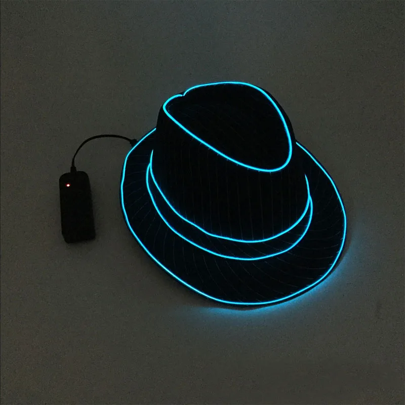blue Светодиодный с подсветкой светящиеся Шляпы Топ джазовая шляпа Кепка фестиваль праздник маскарадный реквизит светящаяся, для клуба вечерние кепки navidad Рождество - Цвет: blue