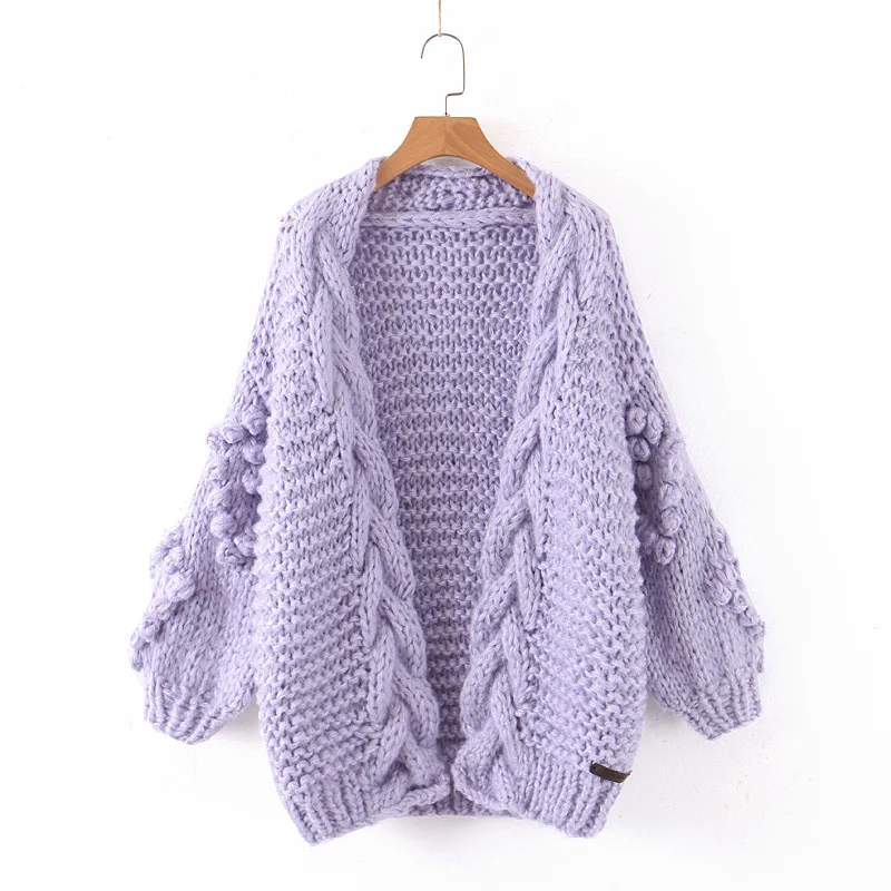 Повседневный фиолетовый женский кардиган свитера коллекция 2019 года сезон