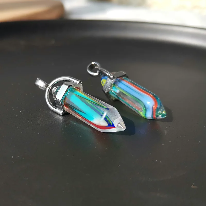 Colored glass x2pcs Meajoe Трендовое ожерелье с кулоном из натурального кристалла, аксессуары 25 цветов, ювелирные аксессуары для женщин - Окраска металла: Colored glass x2pcs