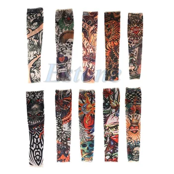 

10pcs Fake Tattoo Slip on Sleeves Body Art Arm Covers Stockings Temporary Party CORD