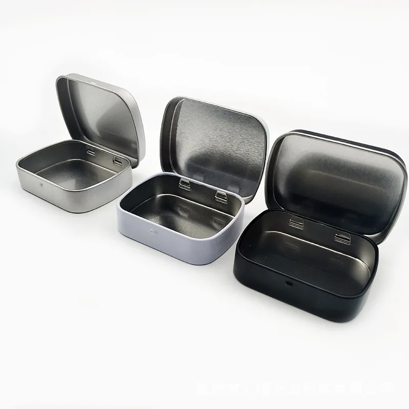 4PCS Black Empty Metal Tin Boxes Portable Mini Storage Case with