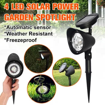 

2in1 Waterproof 4 LED Solar Spotlight Adjustable Landscape Light Security Lighting Dark Sensing Auto On_Off for Patio Deck Yard