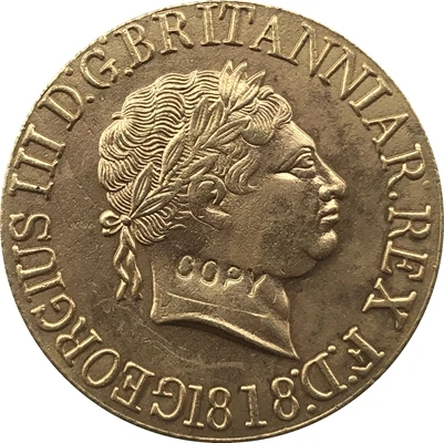 24 K позолоченный 1818 Великобритания 1 Sovereign-Джордж III копия монет