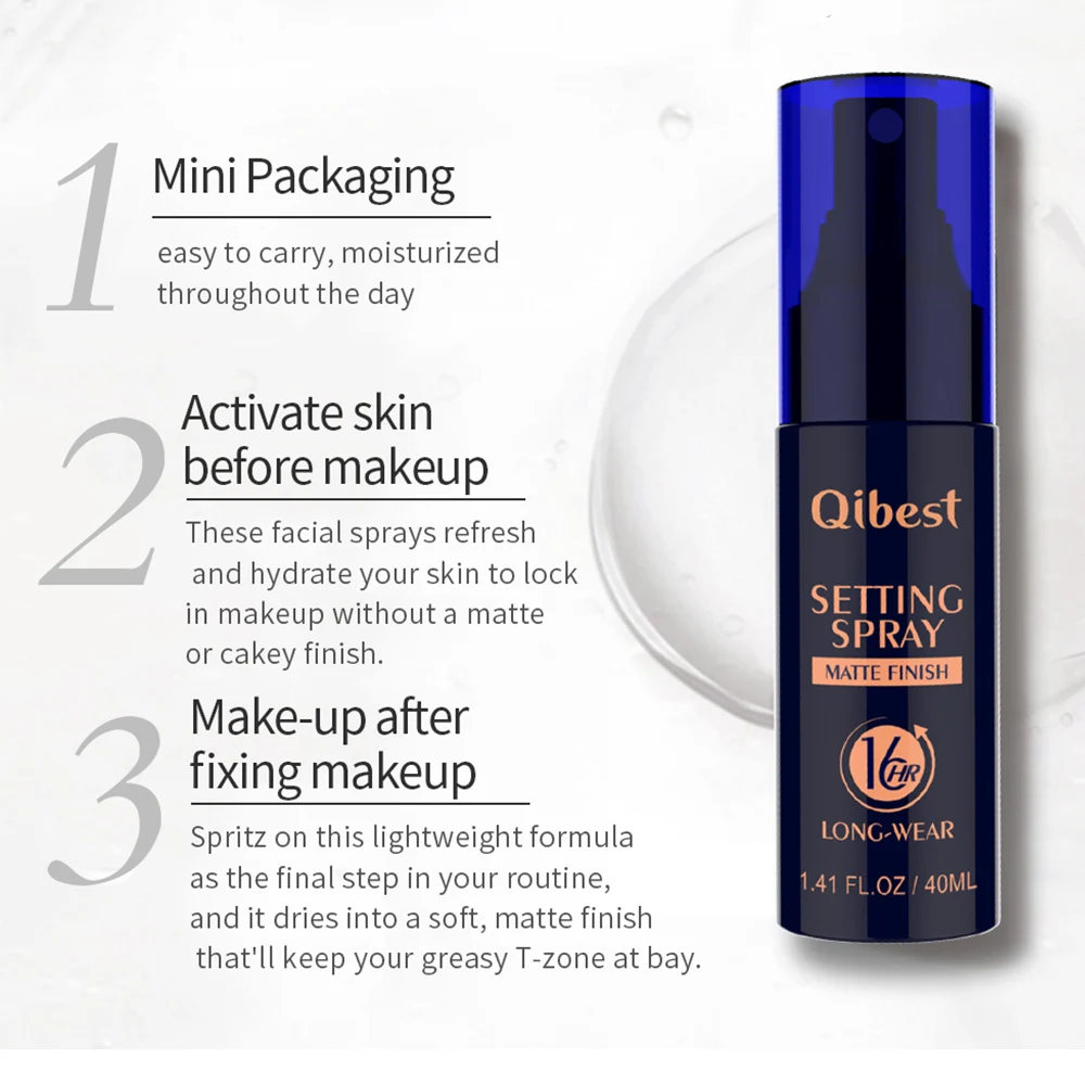 Qibest 40ml Revitalizing Matte Makeup Spray Moisturizing Long Lasting Makeup Lotion Oil Control Toner Cosmetic