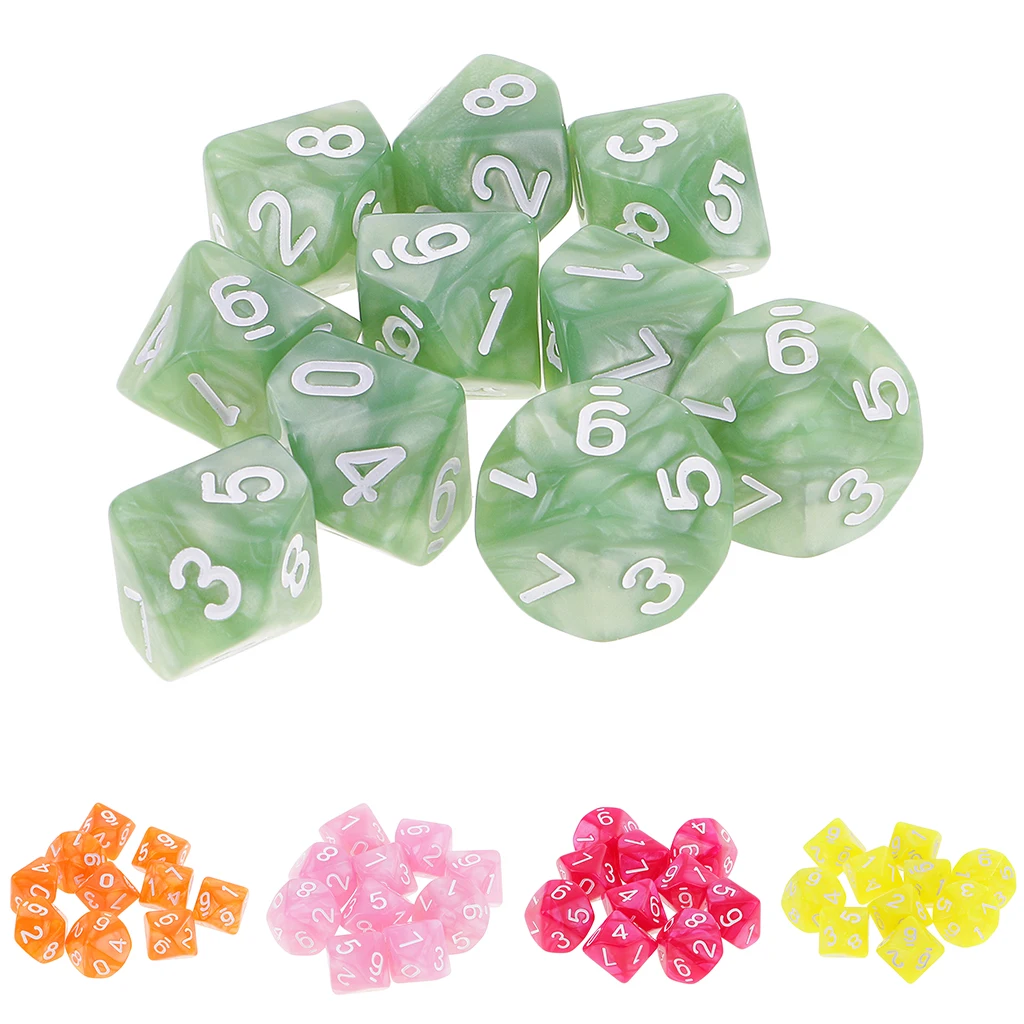 10PCS D10 Polyhedral Dice 10 Sided Dice for Dungeons and Dragons Table Game Board Game Dice Party Gambling Dices 