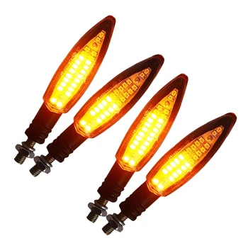 

4Pcs Motorcycle Turn Signal Light E24 Built-In Relay Flowing Water Flashing 24Led Flash Bendable Tail