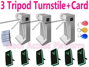 

3 Turnstile Gates 6 pcs RFID Card Access Reader Tripod Turnstie Access Controller+Turnstile,Pedestrian passageway entry+exit kit