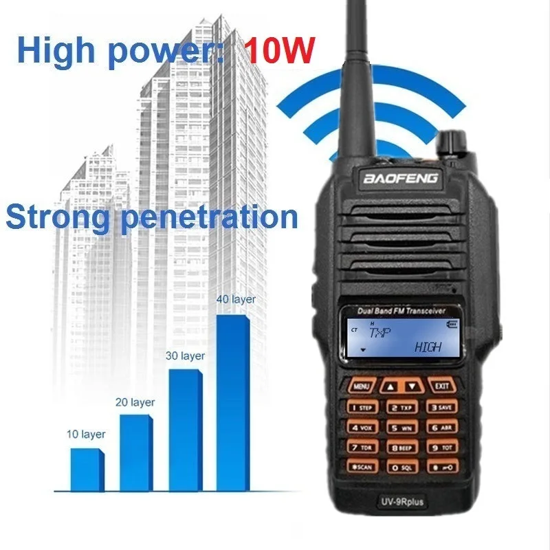 Портативная рация BAOFENG UV 9R PLUS 10 Вт усовершенствованная радиопередатчик VHF UHF Marine Ham