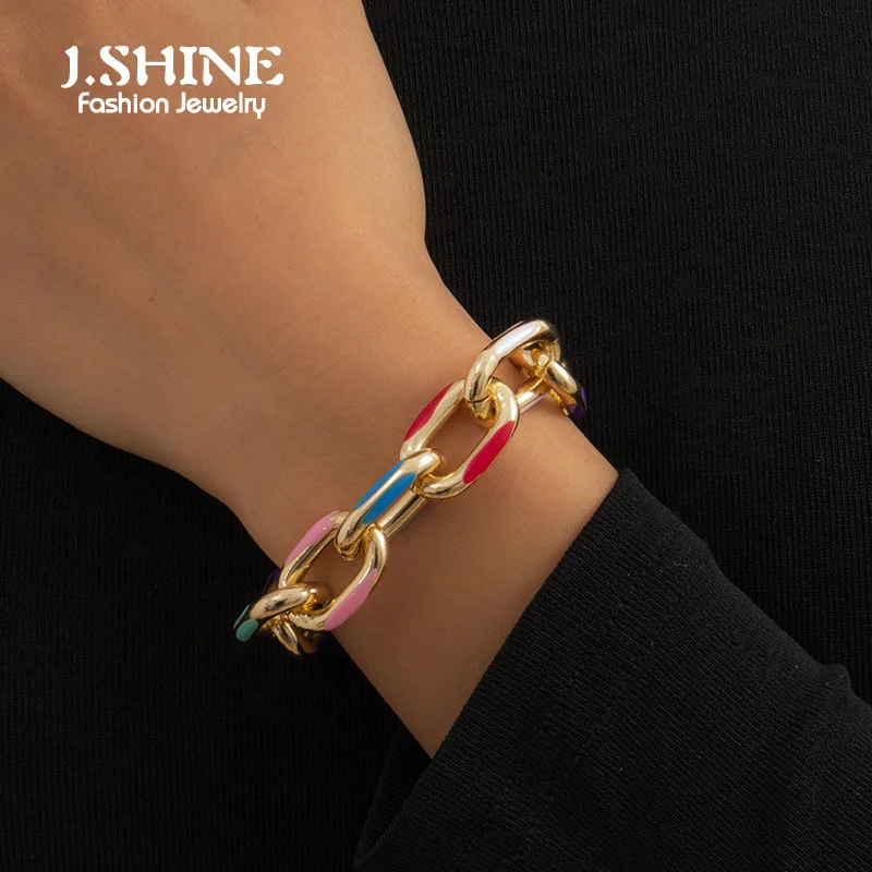 Женский браслет-цепочка JShine из алюминия массивный геометрической формы в стиле