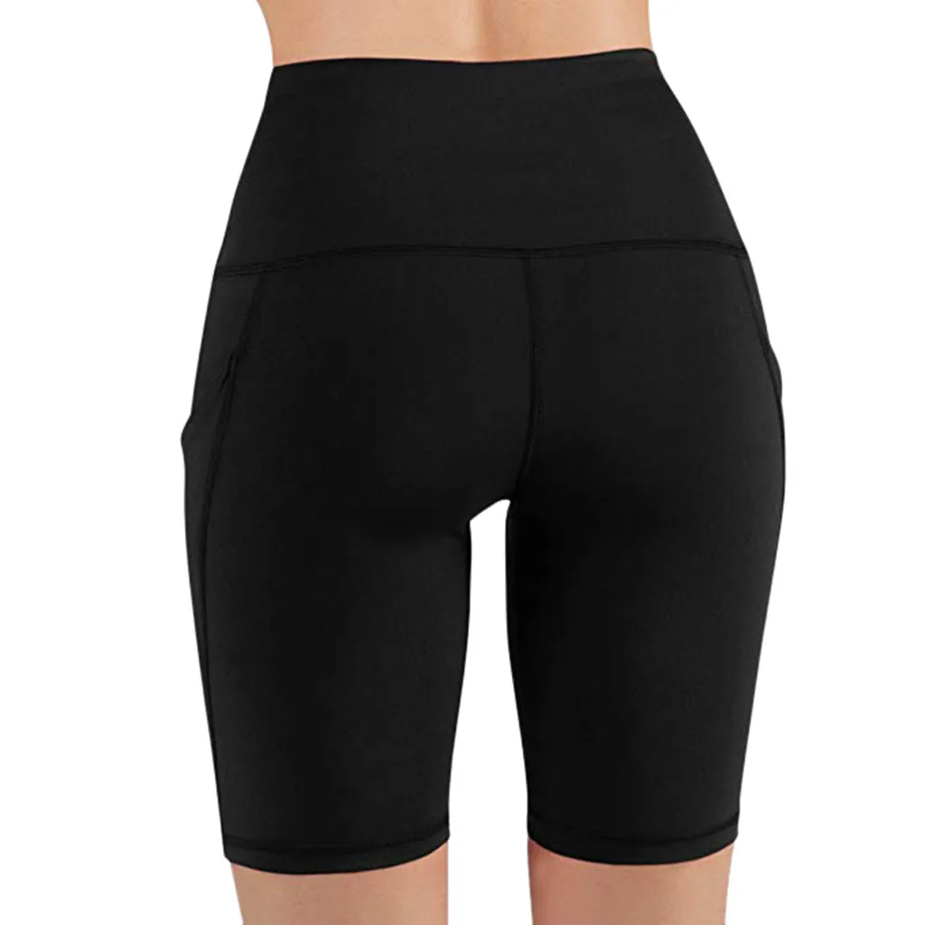 New Women High Waist Out Pocket Yoga Short Running Athletic Yoga Shorts Pants Ropa Deportiva Mujer Running Fitness Gym Hot