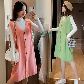 

Maternity wear new autumn sweater knit vest skirt two-piece suit Korean fashion pregnancy dress