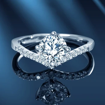 

S925 Pure Silver Mossan Diamond Cara Ring Temperament Fashion Proposal Mossan Stone Valentine's Day Jewelry