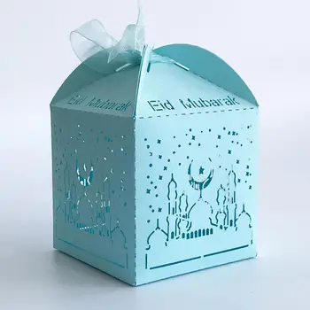 

50pcs/lot Eid Mubarak Candy Boxes ，Wedding Festival Party Blessing Supplies ,Pearl Paper Handcraft Boxes For Baptism Supplies