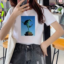 Special Price Women's Wreath T-shirt Statue of Liberty clothes ladies short sleeve Kawaii Tees top graphic T-shirt printing T-shirt female