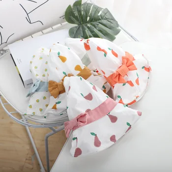 

Kids Big Brim Fisherman Hat Summer Fashion Cartoon Fruit Bow Sun Hat Outdoor Cute Sunscreen Basin Hat