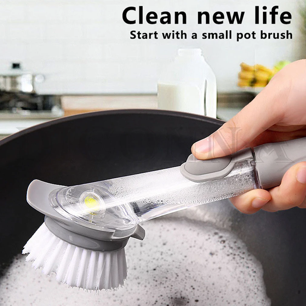 Двойное использование кухня Чистящая щетка Скраб чаша для мытья посуды губка с заправкой жидкого мыла диспенсер кухонный горшок очиститель инструмент