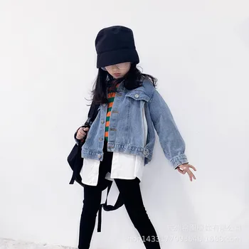 

Spring 2020 new girls' jacket Korean fake two piece denim jacket
