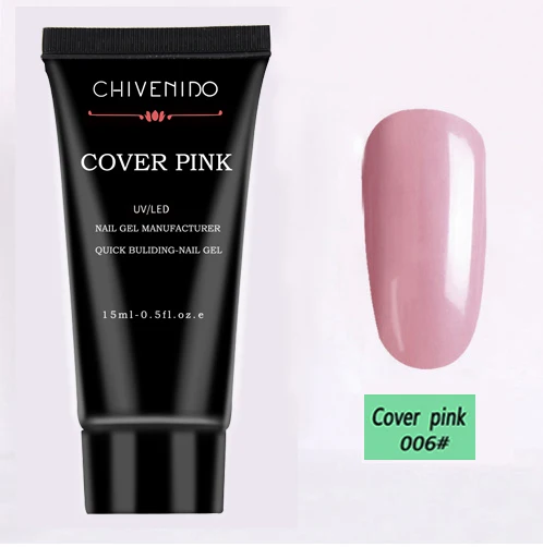 15ml Cover Pink Полигель для ногтей акриловый полигель розовый белый металл с прозрачными кристаллами УФ светодиодный гель для наращивания гель Советы для увеличения скольжения решение Быстрый гель продлевающий половой акт - Цвет: 15ml Cover Pink