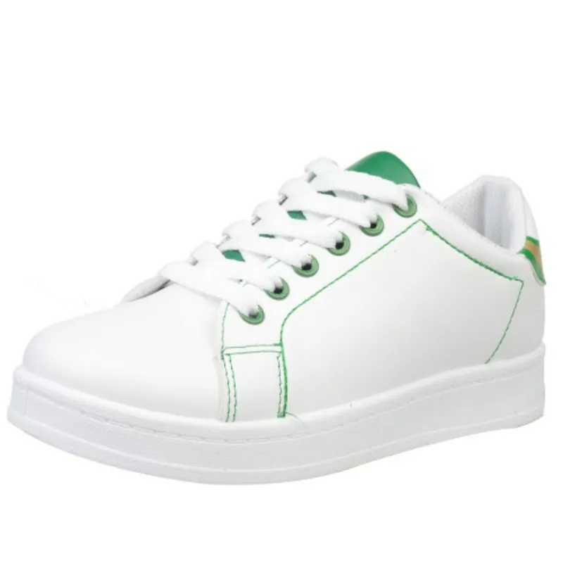 

New Style Woman Sneakers Leather Sweet Solid Color Shallow Mouth Casual Platform Female Flat Slip On Shoes Tenis Feminino K19-14