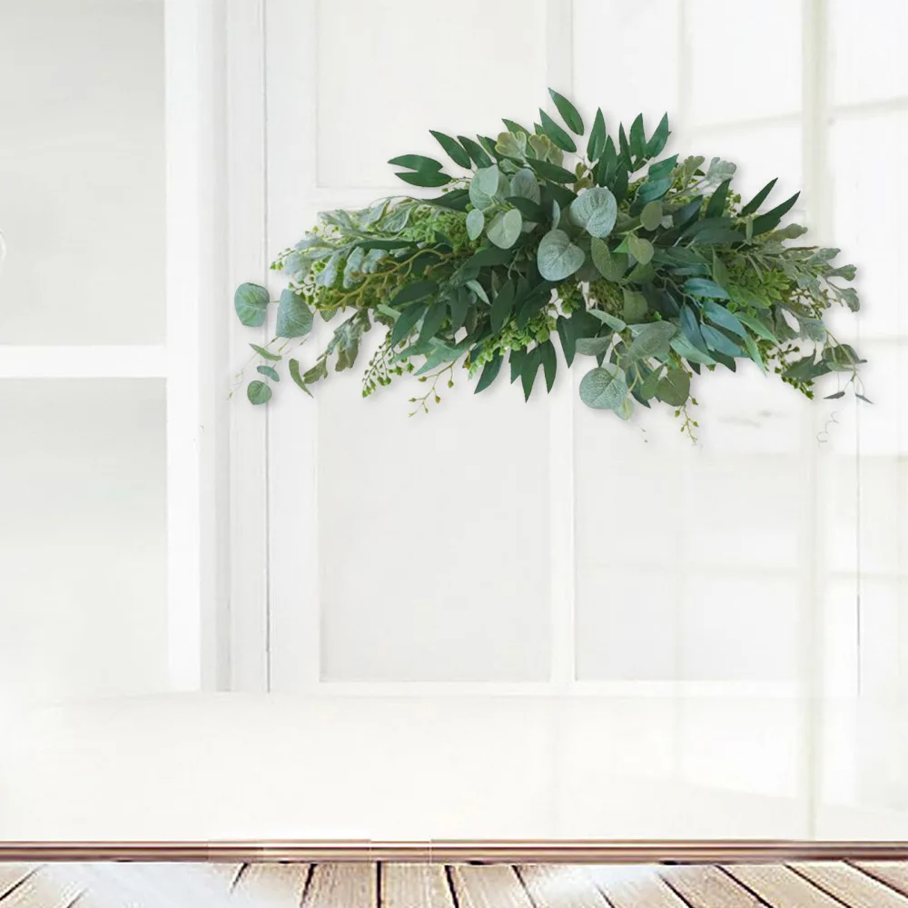 Garden Leaf Artificial Leaves Greenery Swag Door Wreath Fake Flower Window Wall Hanging Eucalyptus Home Decoration | Дом и сад