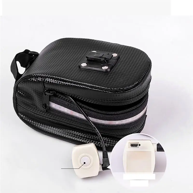 1PC Bike Waterproof Tail Package Warning Lamp Saddle Bag Waterproof USB Charging LED Light for Bicycle MTB Night Outdoor Cycling